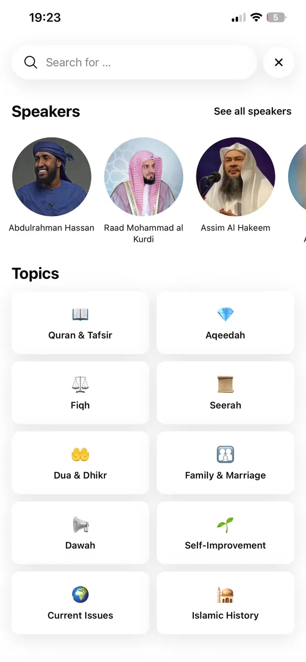 Search with speakers and topics