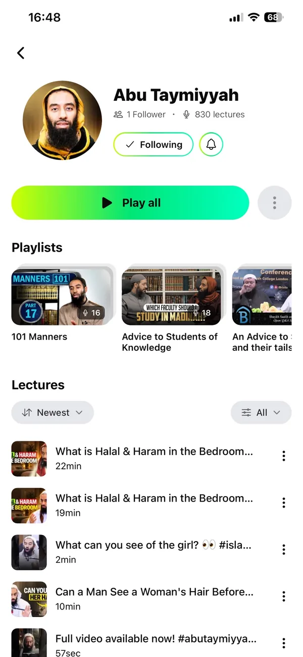 Speaker profile with playlists