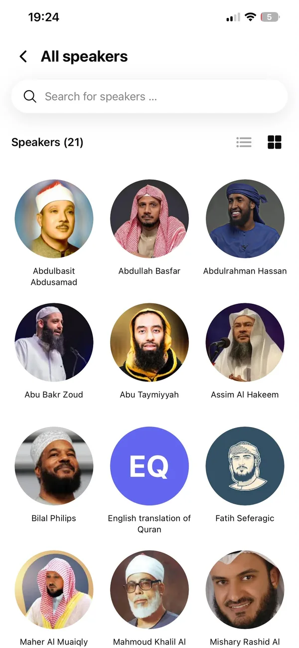 Overview of all speakers