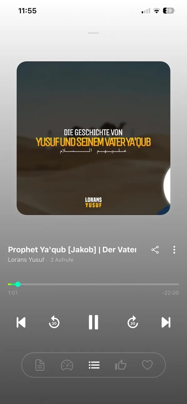 Player mit Vortrag über Prophet Yaqub