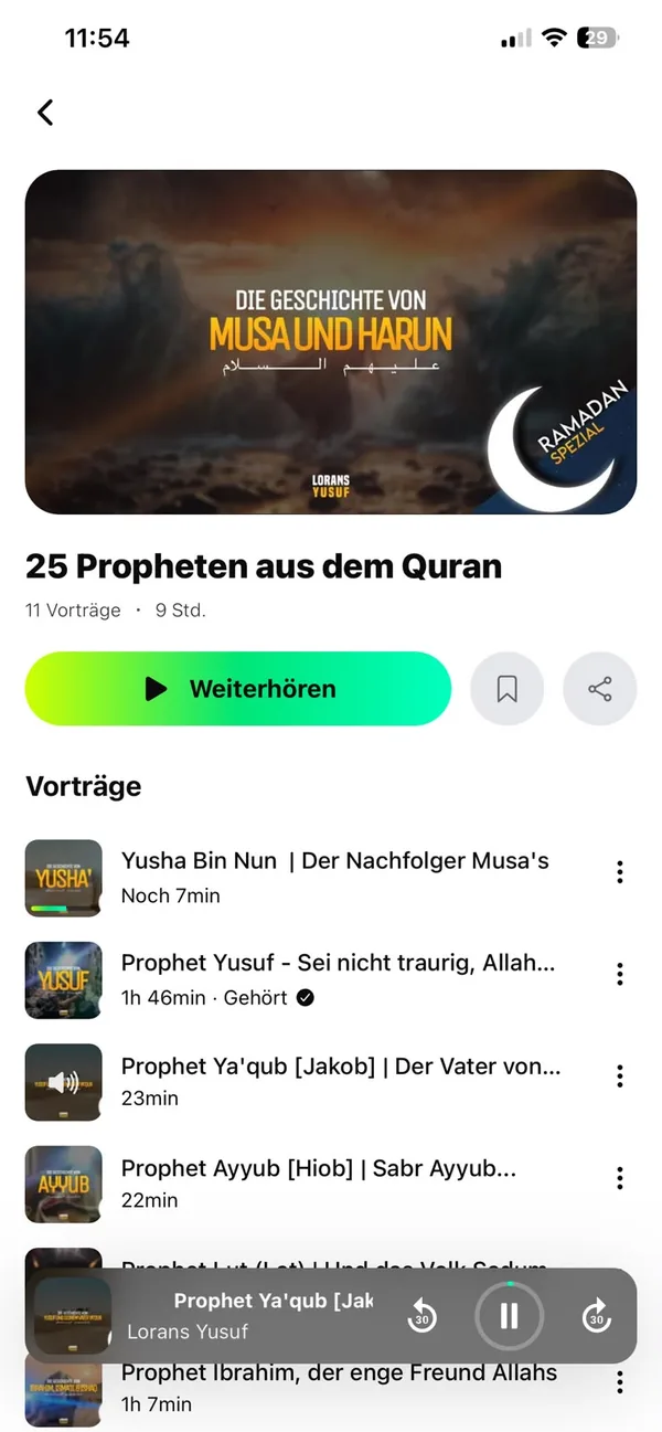 Playlist mit Fortschritt
